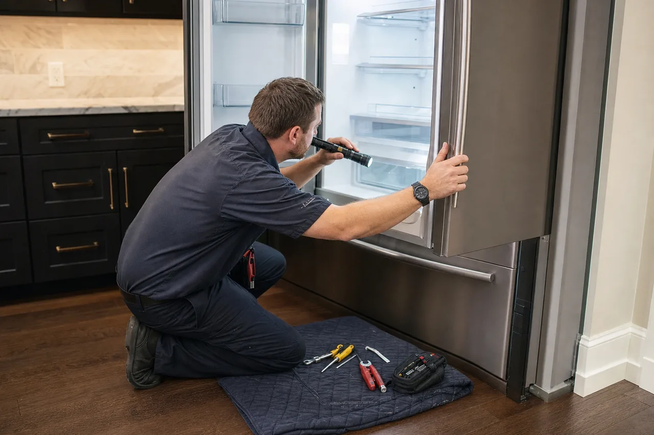 A Mamaroneck kitchen with a Wolf range and a built-in Sub-Zero refrigerator
